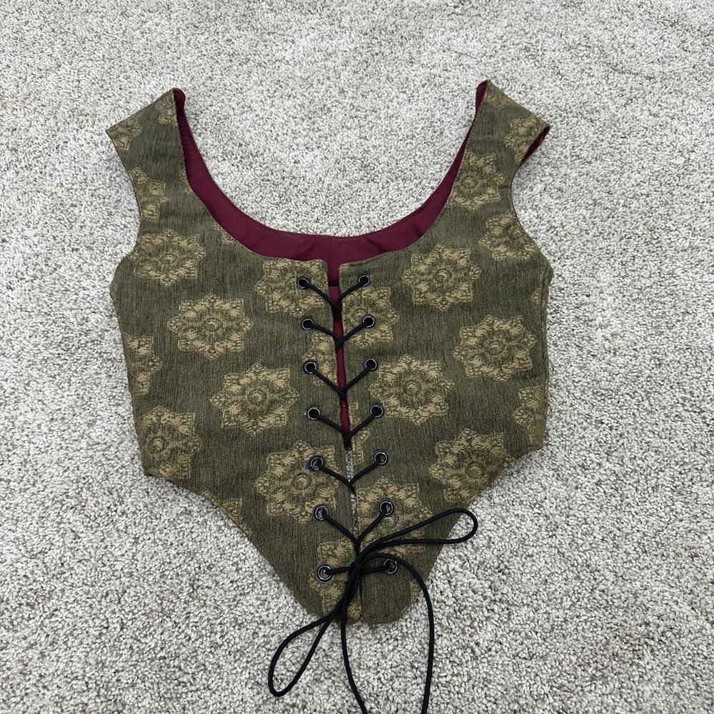 Tapestry Thurlow Corset XS / S Lace Up Front Cottagecore Bustier Gobelin Top
